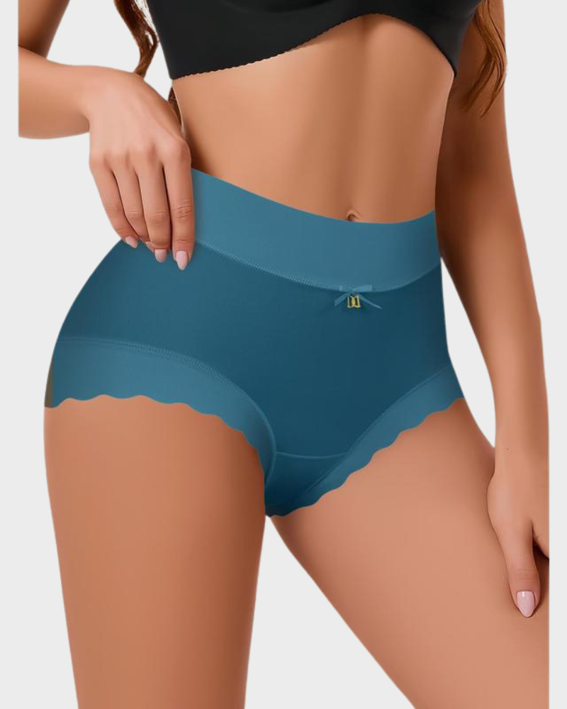 Silky High-Waist Seamless Scalloped Briefs 6-Pack - Breathable Comfort Underwear