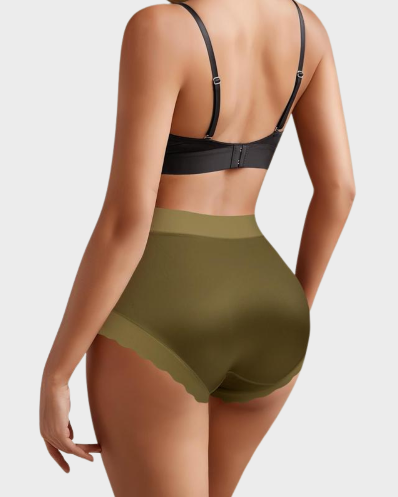 Silky High-Waist Seamless Scalloped Briefs 6-Pack - Breathable Comfort Underwear