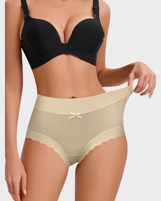 Silky High-Waist Seamless Scalloped Briefs 6-Pack - Breathable Comfort Underwear