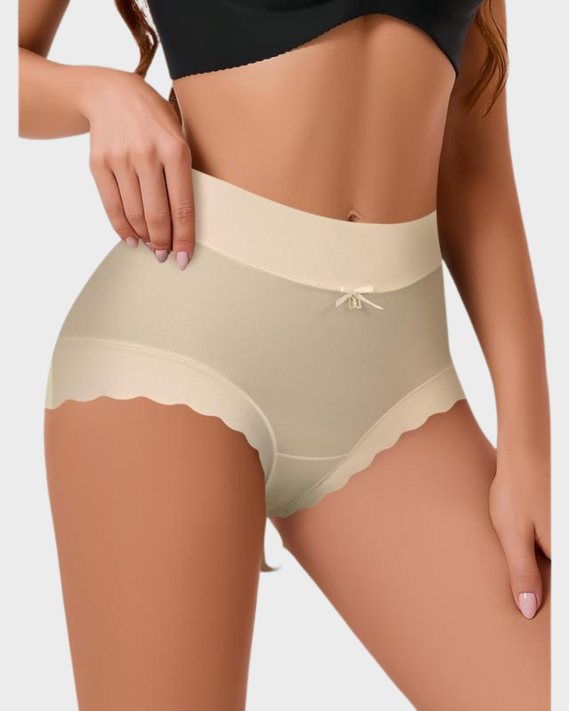 Silky High-Waist Seamless Scalloped Briefs 6-Pack - Breathable Comfort Underwear