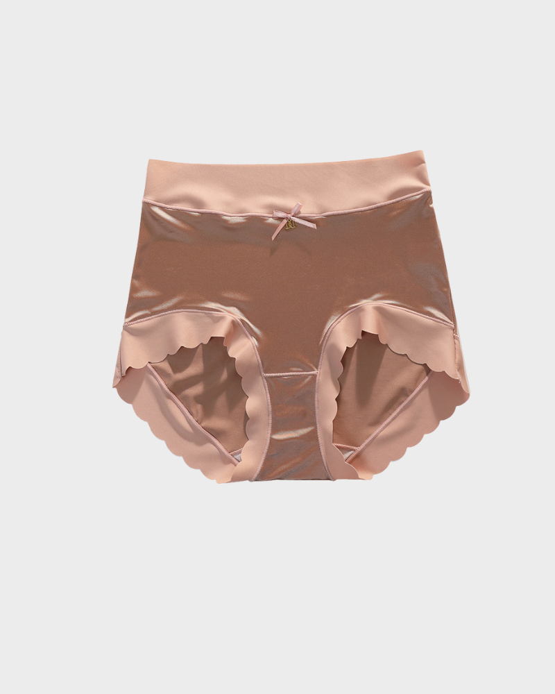 Silky High-Waist Seamless Scalloped Briefs 6-Pack - Breathable Comfort Underwear