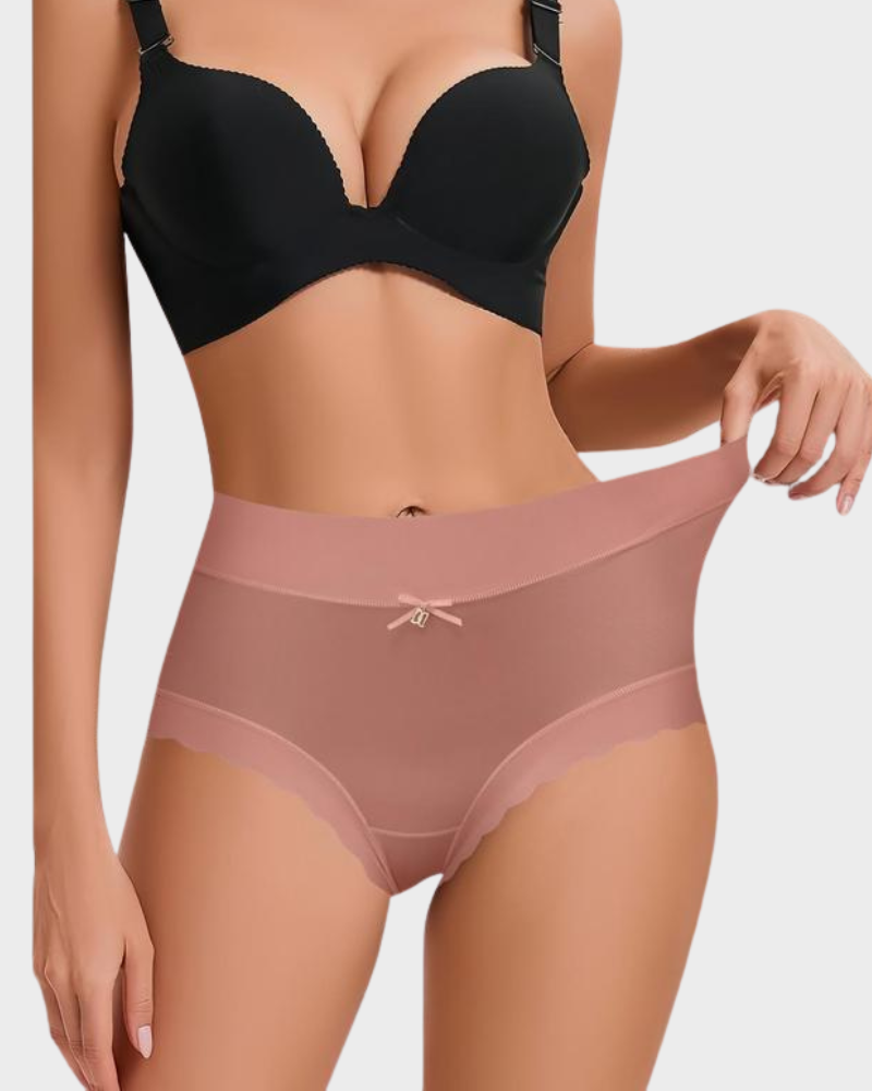 Silky High-Waist Seamless Scalloped Briefs 6-Pack - Breathable Comfort Underwear
