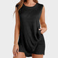 Chic Sleeveless Knit Lounge Set: Relaxed Tank Top & Side-Split Shorts