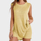 Chic Sleeveless Knit Lounge Set: Relaxed Tank Top & Side-Split Shorts