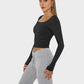 Y2K Slim-Fit Square-Neck Long-Sleeve Crop Top: Buttery Soft & Flattering