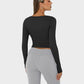 Y2K Slim-Fit Square-Neck Long-Sleeve Crop Top: Buttery Soft & Flattering