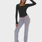 Y2K Slim-Fit Square-Neck Long-Sleeve Crop Top: Buttery Soft & Flattering
