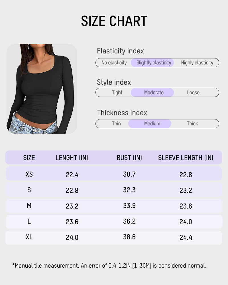 Y2K Slim-Fit Square-Neck Long-Sleeve Crop Top: Buttery Soft & Flattering
