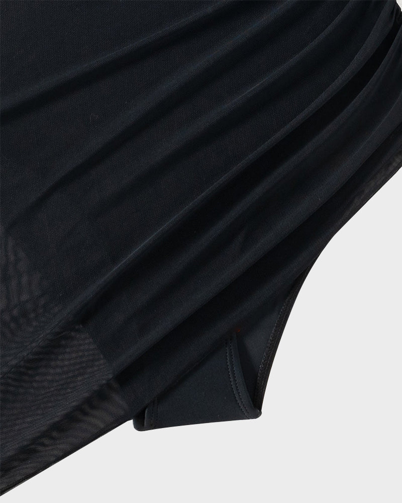 Elegant Women's Sheer Mesh Sarong Wrap Swimsuit Cover-Up Beach Dress