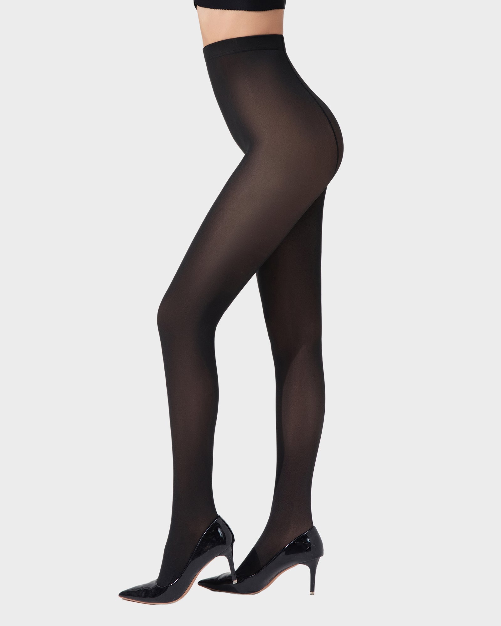 Comfortable Slimming Semi-Sheer Black Tights - High Elasticity, Durable Hosiery