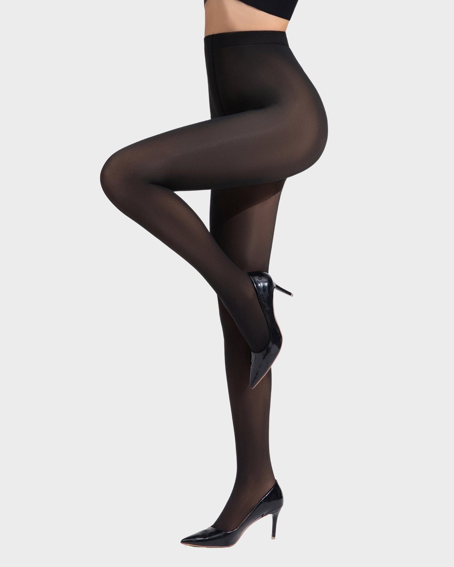 Comfortable Slimming Semi-Sheer Black Tights - High Elasticity, Durable Hosiery