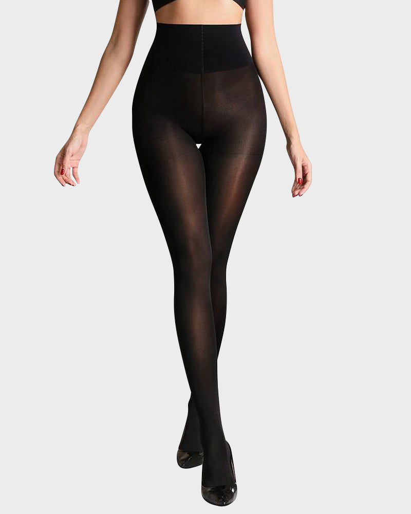 Comfortable Slimming Semi-Sheer Black Tights - High Elasticity, Durable Hosiery