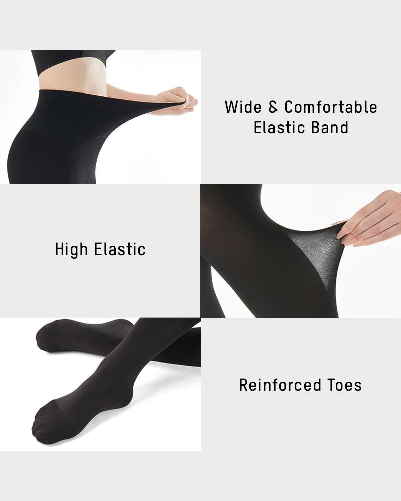 Comfortable Slimming Semi-Sheer Black Tights - High Elasticity, Durable Hosiery