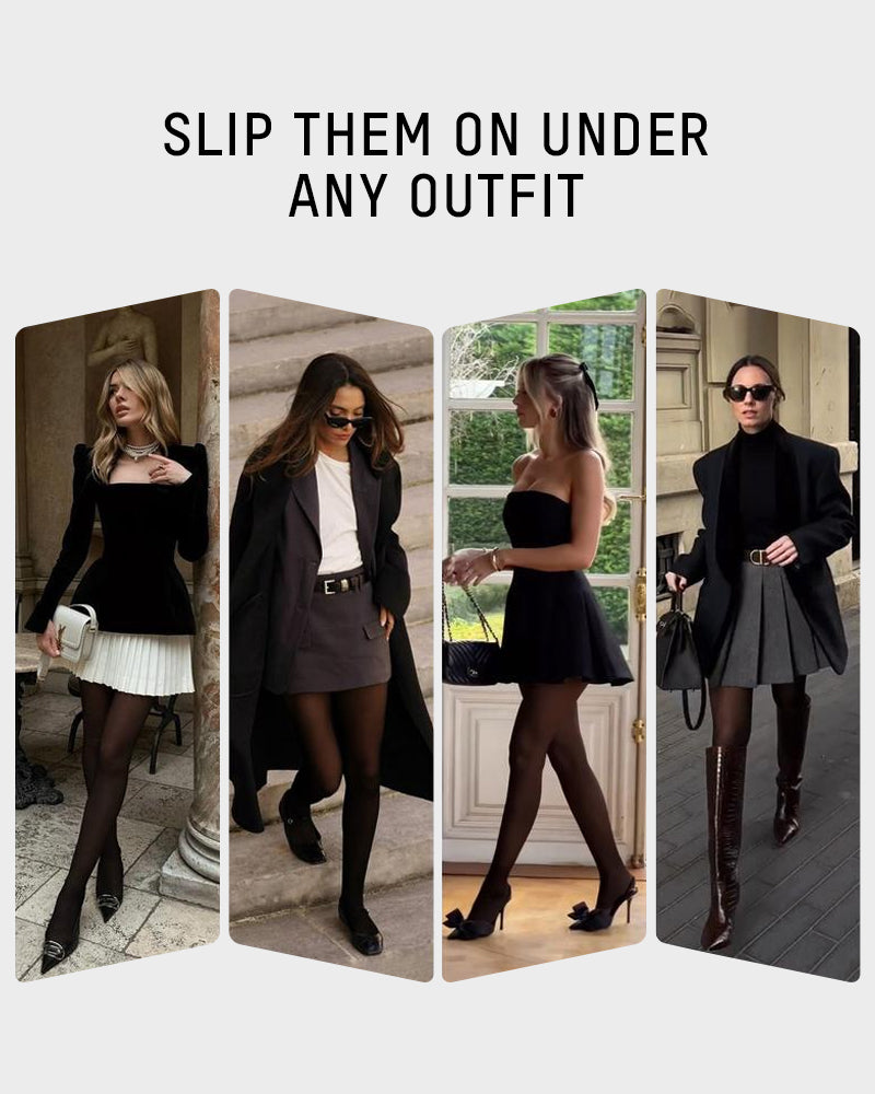 Comfortable Slimming Semi-Sheer Black Tights - High Elasticity, Durable Hosiery