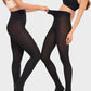 Comfortable Slimming Semi-Sheer Black Tights - High Elasticity, Durable Hosiery