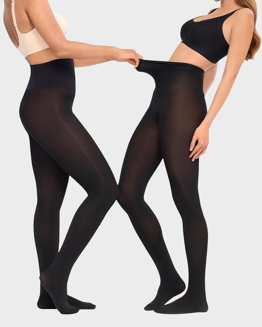Comfortable Slimming Semi-Sheer Black Tights - High Elasticity, Durable Hosiery