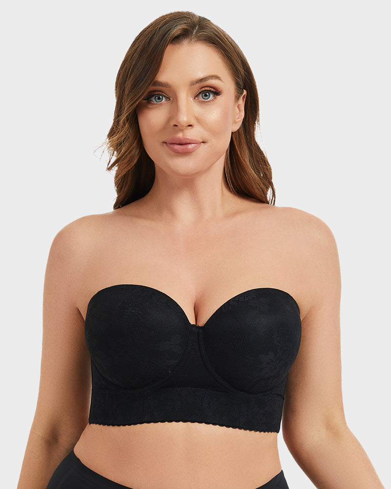 Smooth Lace Longline Strapless Underwire Bra: Ultimate Support & Invisible Comfort