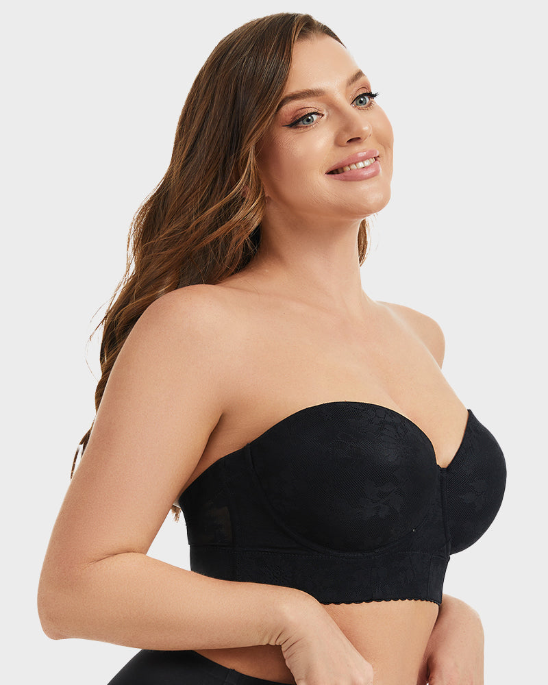 Smooth Lace Longline Strapless Underwire Bra: Ultimate Support & Invisible Comfort