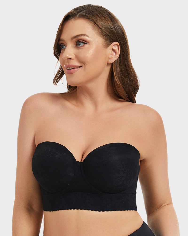 Smooth Lace Longline Strapless Underwire Bra: Ultimate Support & Invisible Comfort