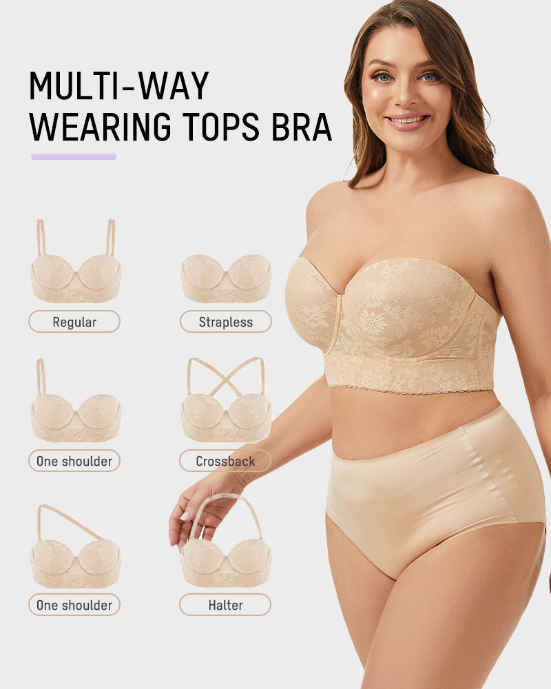 Smooth Lace Longline Strapless Underwire Bra: Ultimate Support & Invisible Comfort