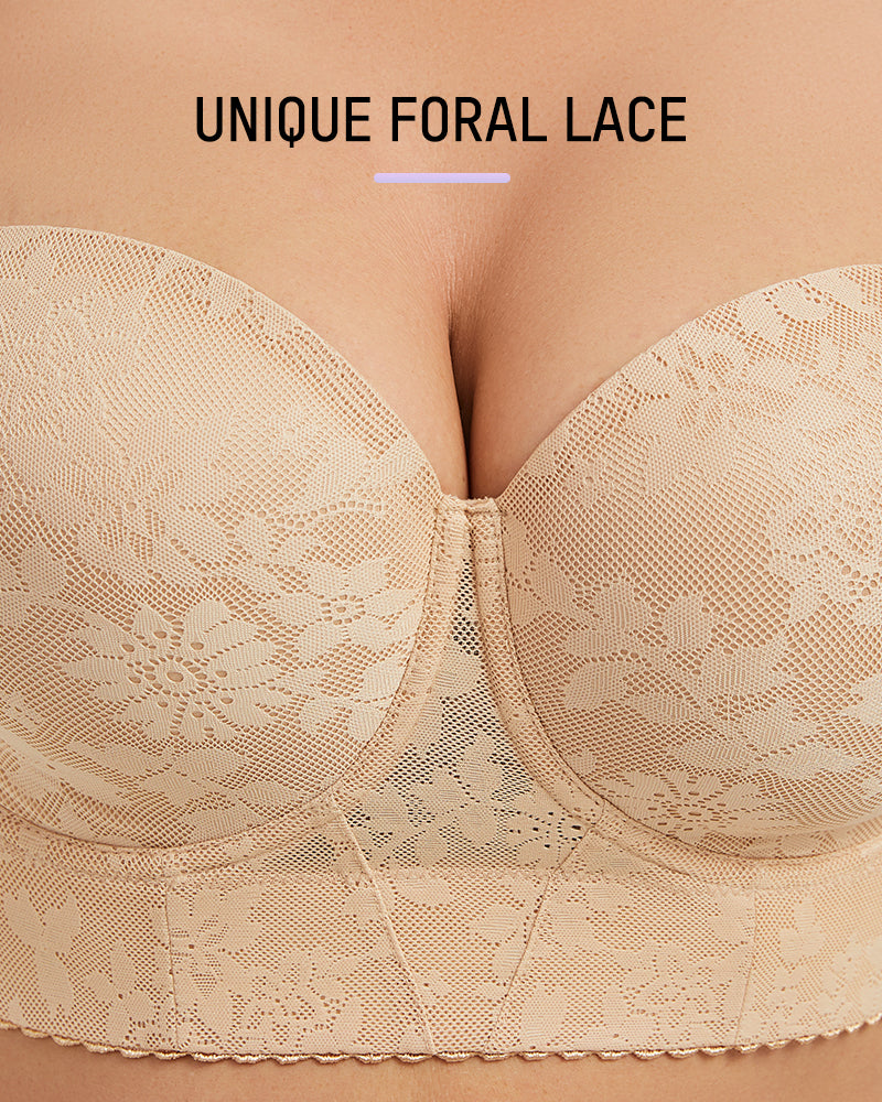 Smooth Lace Longline Strapless Underwire Bra: Ultimate Support & Invisible Comfort