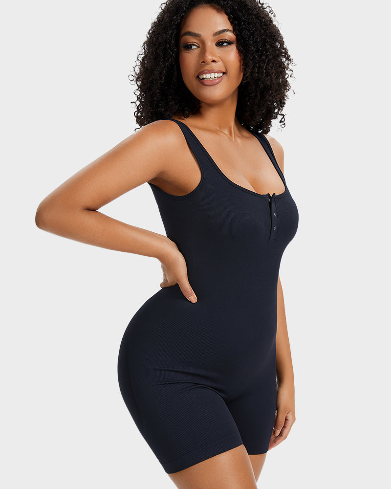 Comfortable Snap Button Shaping Shorts Bodysuit for Women's Tummy Control