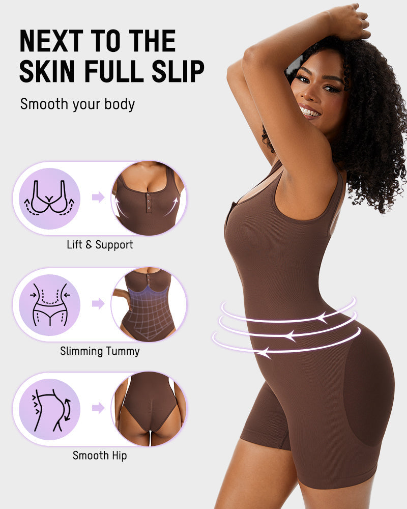 Comfortable Snap Button Shaping Shorts Bodysuit for Women's Tummy Control