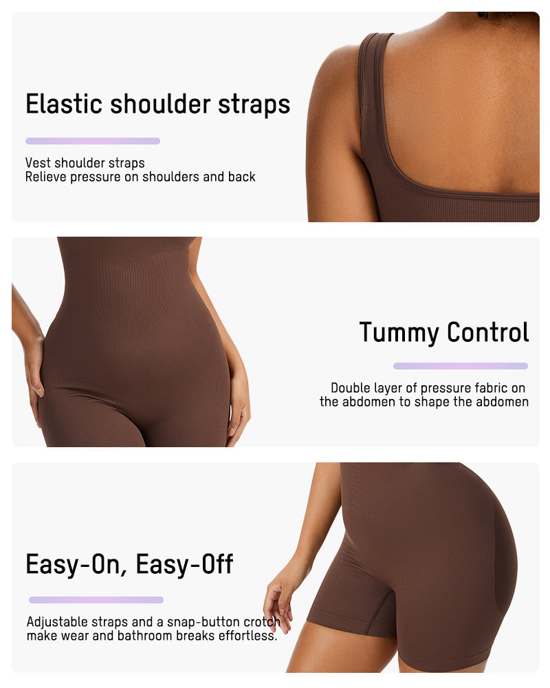 Comfortable Snap Button Shaping Shorts Bodysuit for Women's Tummy Control