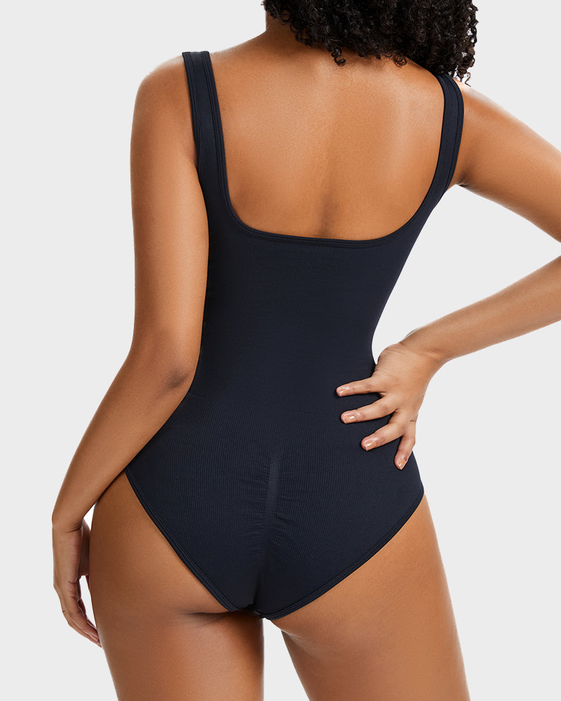Comfortable Snap Button Triangle Shaping Bodysuit - Tummy Control & Everyday Style