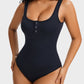 Comfortable Snap Button Triangle Shaping Bodysuit - Tummy Control & Everyday Style