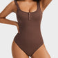 Comfortable Snap Button Triangle Shaping Bodysuit - Tummy Control & Everyday Style