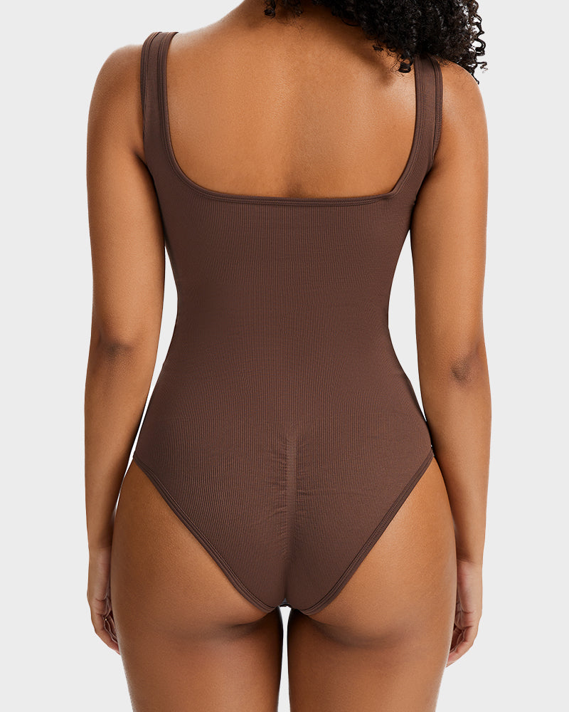 Comfortable Snap Button Triangle Shaping Bodysuit - Tummy Control & Everyday Style