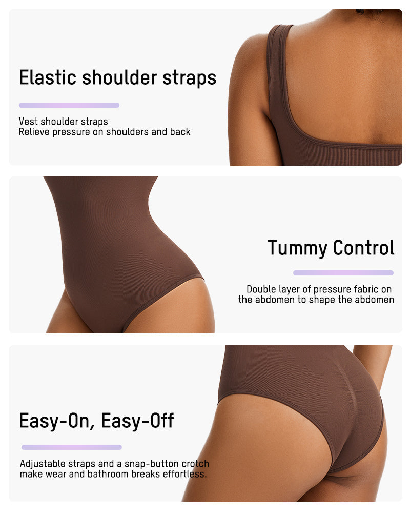 Comfortable Snap Button Triangle Shaping Bodysuit - Tummy Control & Everyday Style