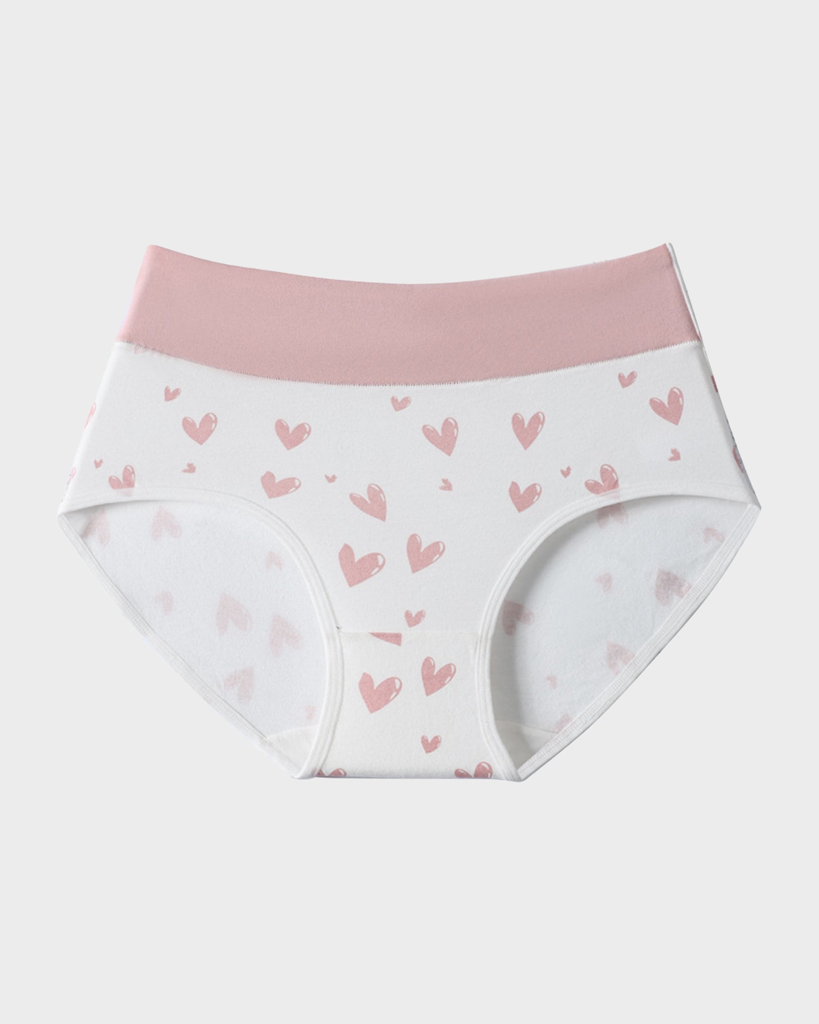 Soft Cotton High-Waist Panties 6-Pack: Charming Heart Print Briefs