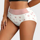 Soft Cotton High-Waist Panties 6-Pack: Charming Heart Print Briefs