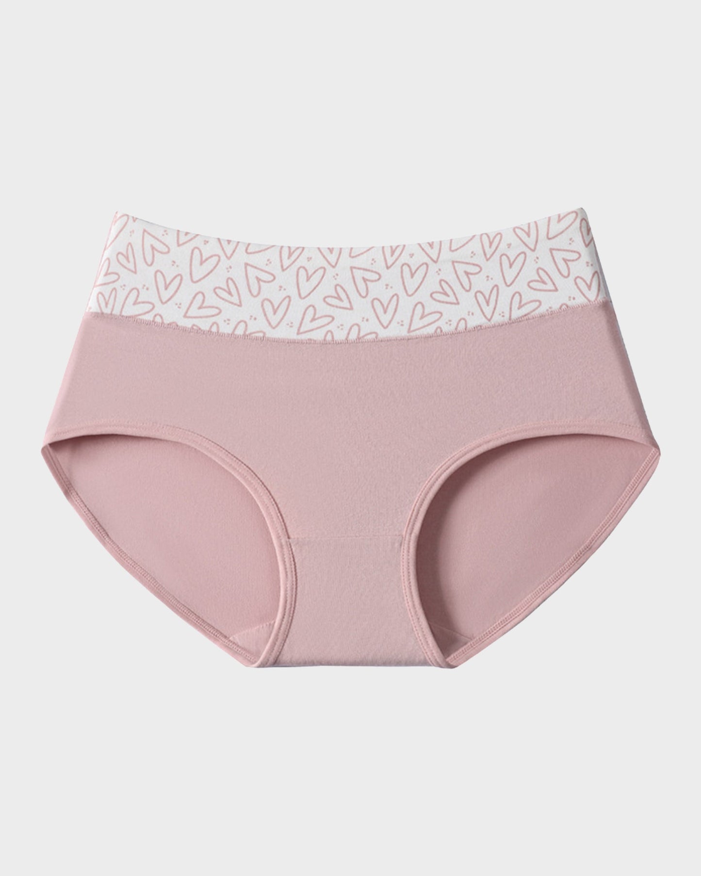 Soft Cotton High-Waist Panties 6-Pack: Charming Heart Print Briefs