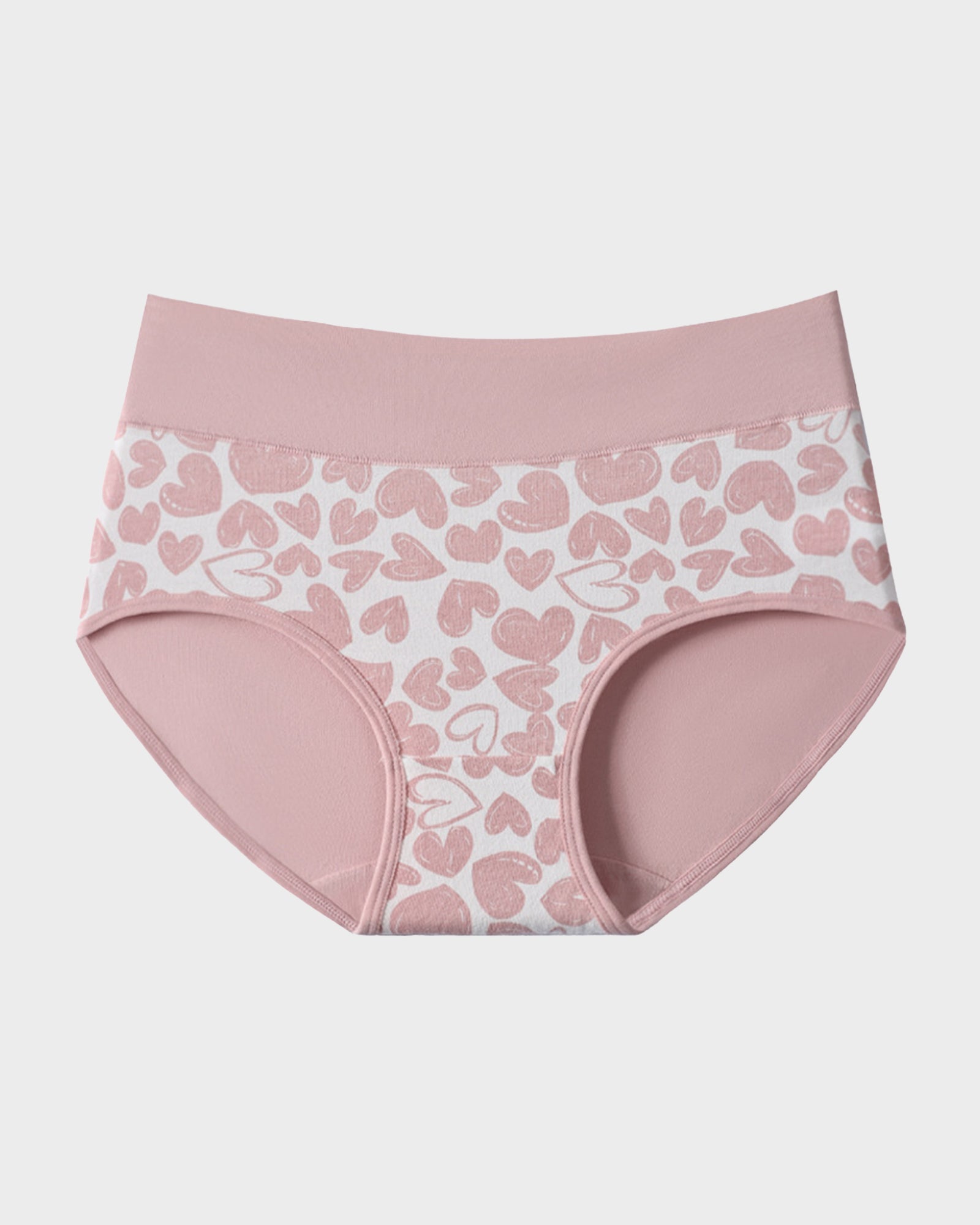 Soft Cotton High-Waist Panties 6-Pack: Charming Heart Print Briefs