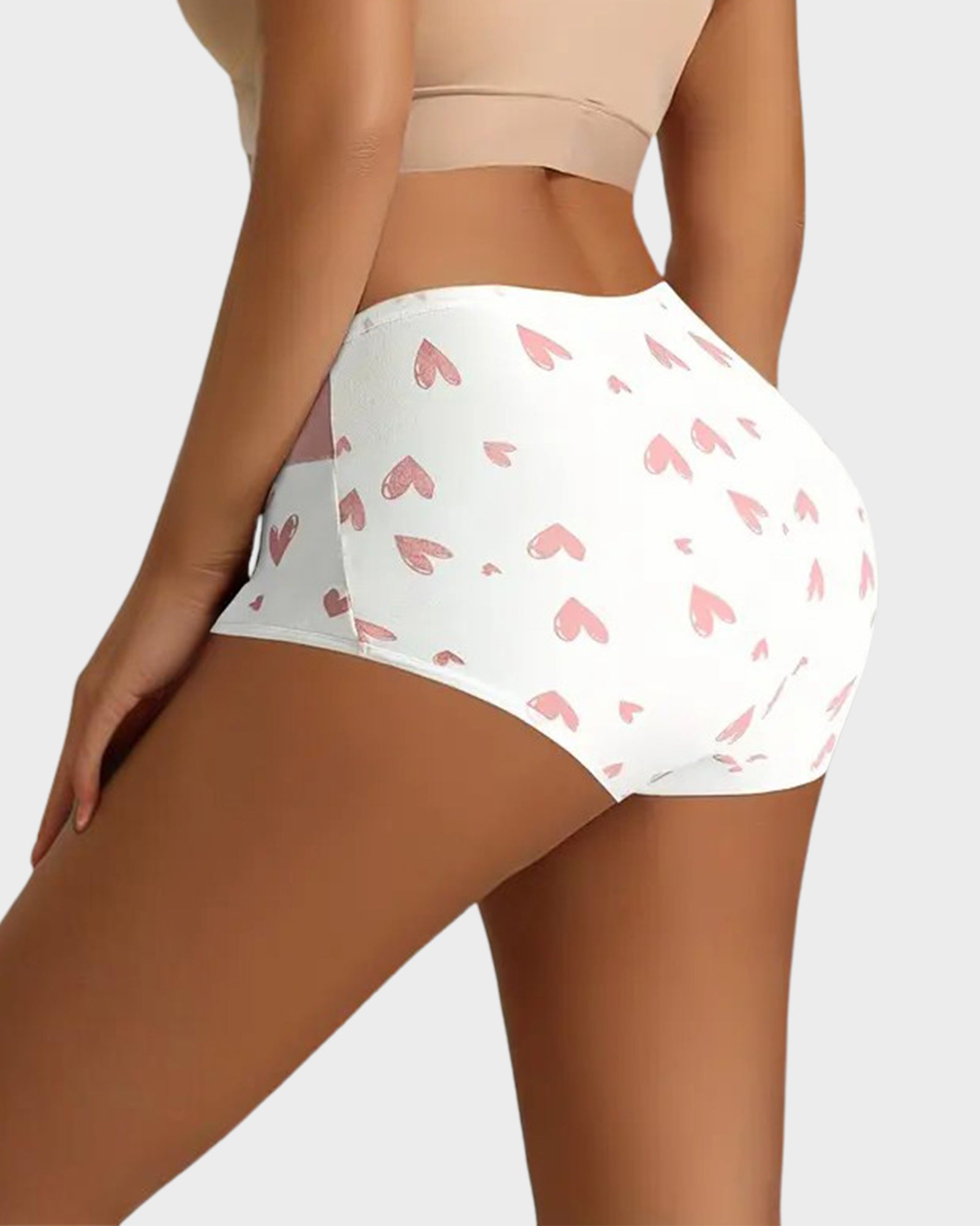 Soft Cotton High-Waist Panties 6-Pack: Charming Heart Print Briefs