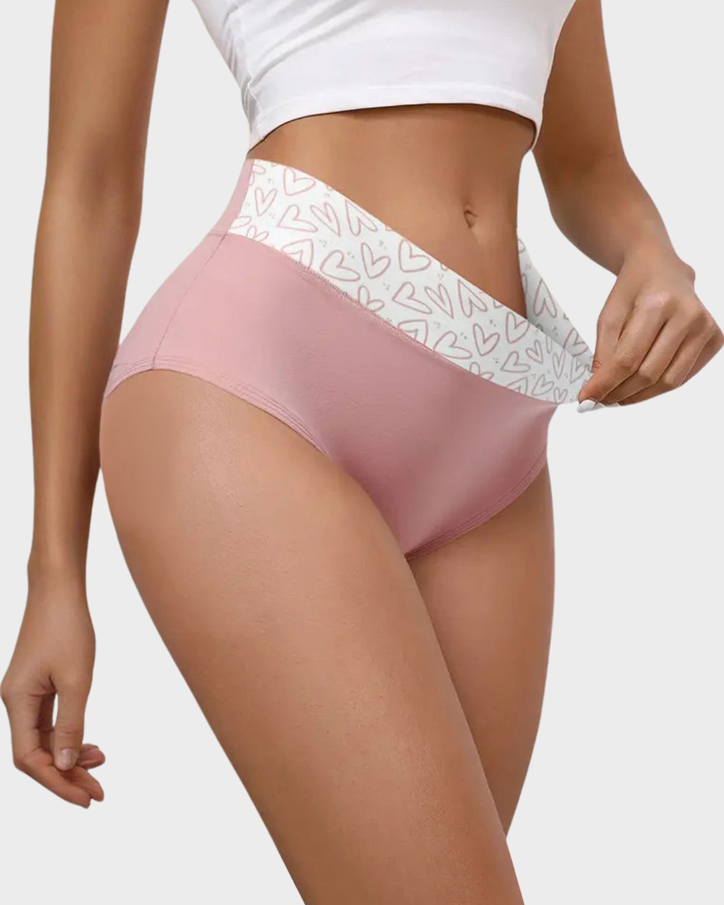 Soft Cotton High-Waist Panties 6-Pack: Charming Heart Print Briefs