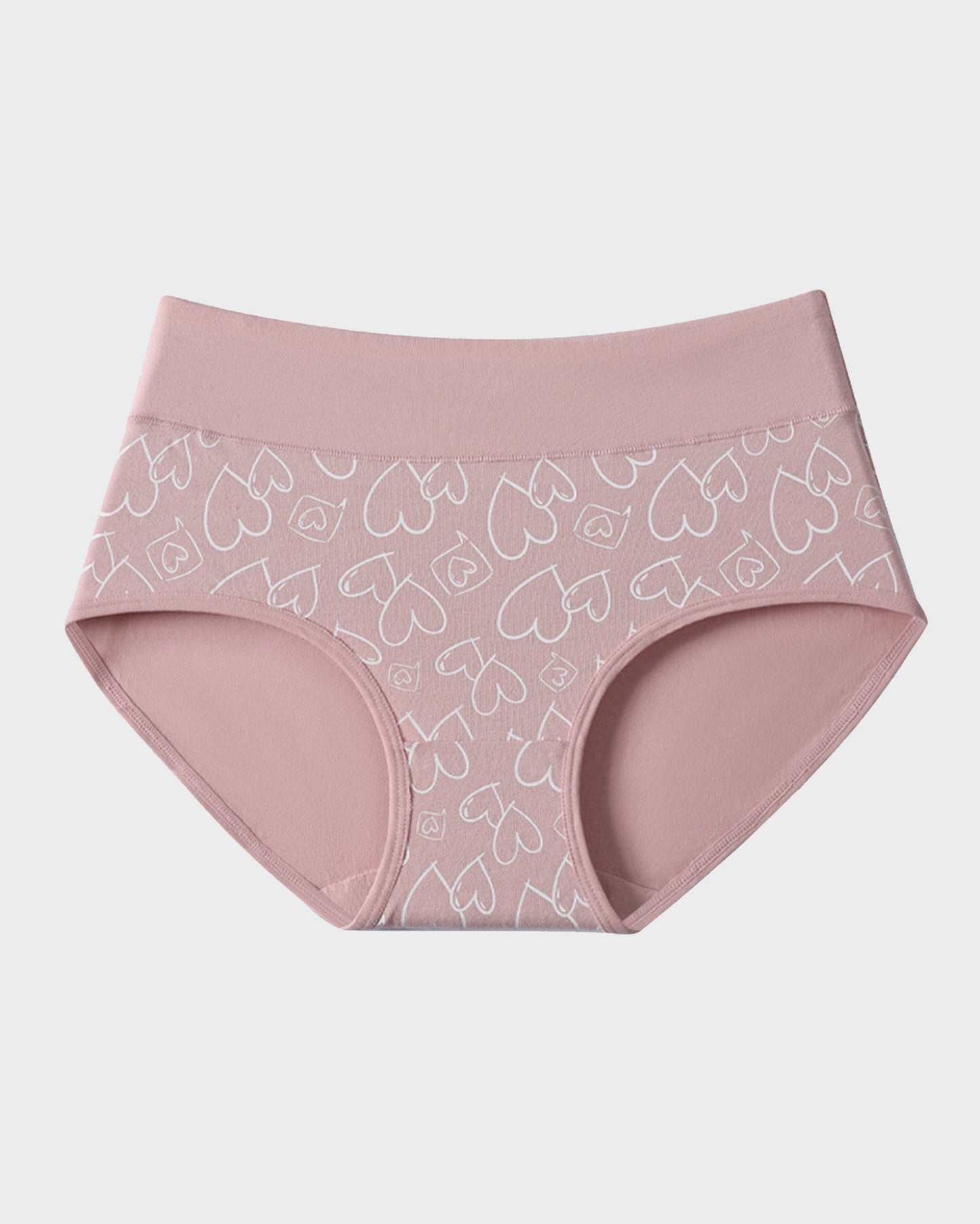 Soft Cotton High-Waist Panties 6-Pack: Charming Heart Print Briefs