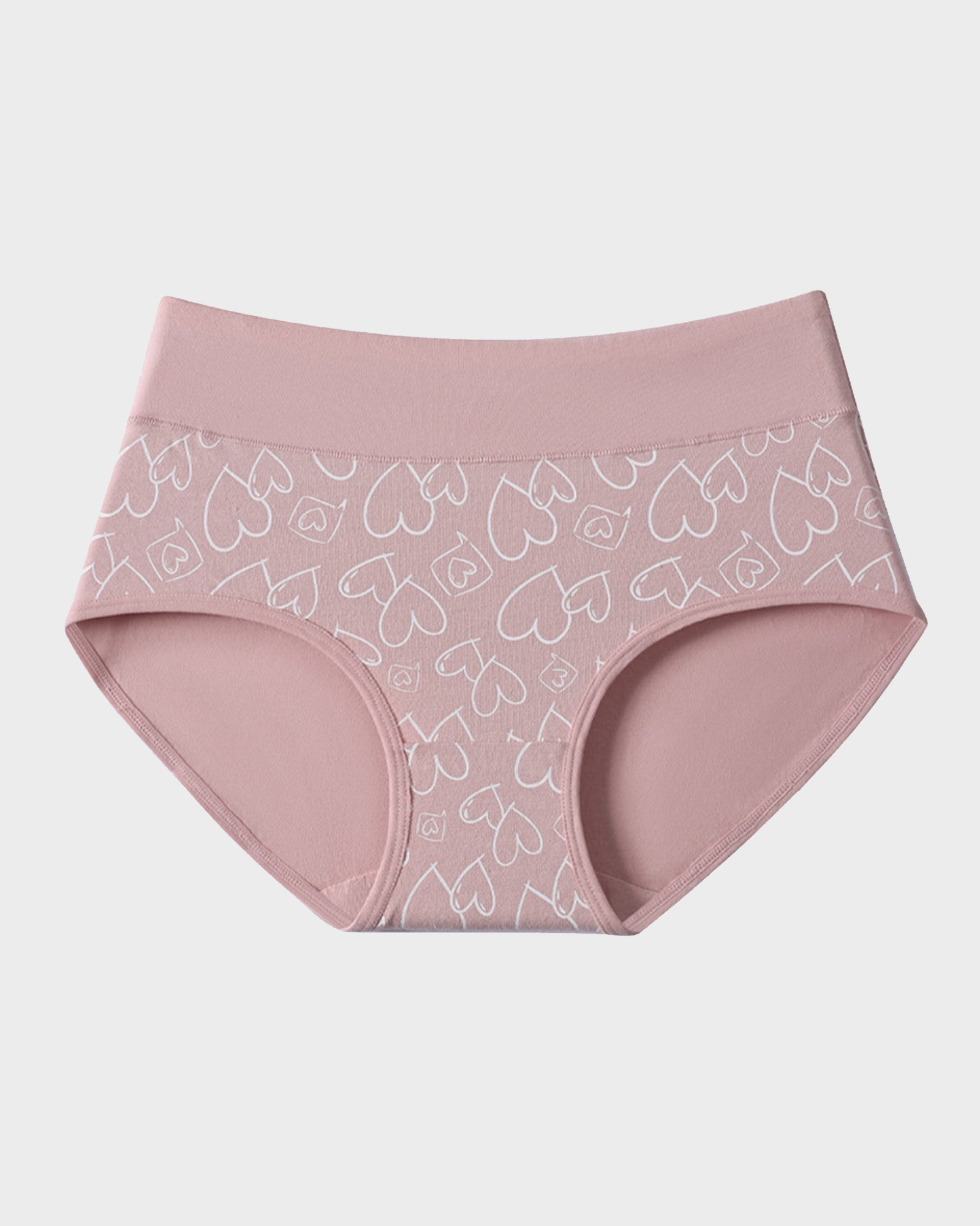 Soft Cotton High-Waist Panties 6-Pack: Charming Heart Print Briefs