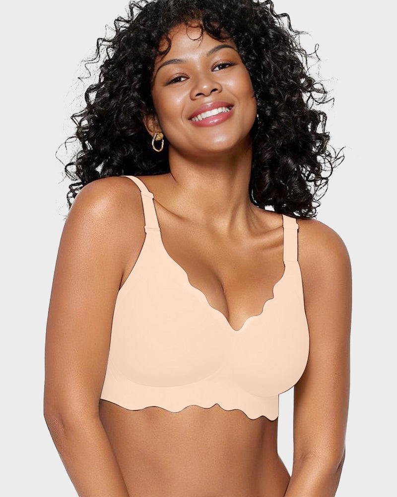 SheCurve Soft Full Coverage Scalloped Wireless Jelly Bra for All-Day Comfort