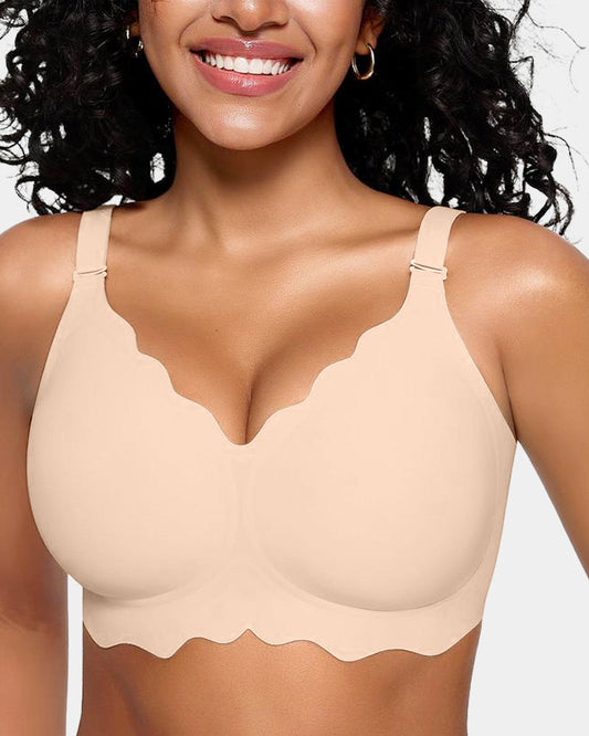 SheCurve Soft Full Coverage Scalloped Wireless Jelly Bra for All-Day Comfort