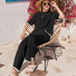 Luxurious Soft Knit Lounge Set: Short Sleeve Top & Wide Leg Pants