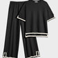 Luxurious Soft Knit Lounge Set: Short Sleeve Top & Wide Leg Pants