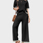 Luxurious Soft Knit Lounge Set: Short Sleeve Top & Wide Leg Pants