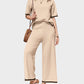 Luxurious Soft Knit Lounge Set: Short Sleeve Top & Wide Leg Pants
