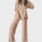 Effortless Chic Split Hem Wide Leg 2-Piece Loungewear Set with Pockets
