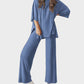 Effortless Chic Split Hem Wide Leg 2-Piece Loungewear Set with Pockets
