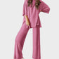Effortless Chic Split Hem Wide Leg 2-Piece Loungewear Set with Pockets